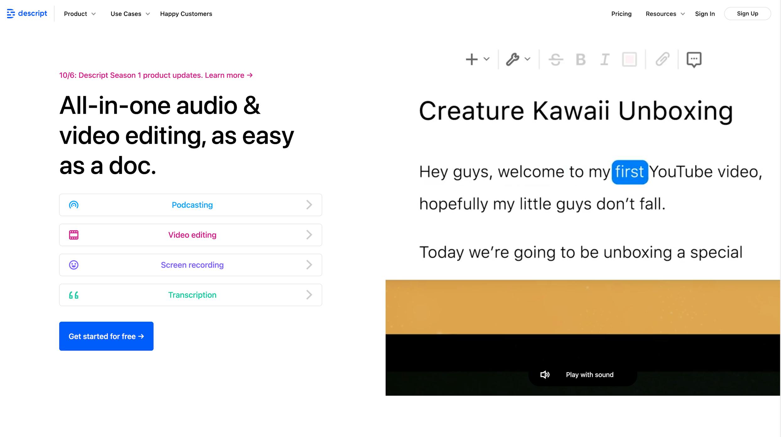 Descript elearning tool