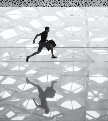 man jumping representing employee mobility