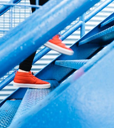 upskilling training walking up stairs
