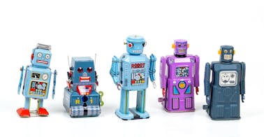 Robots representing AI-assisted soft skills training for employees