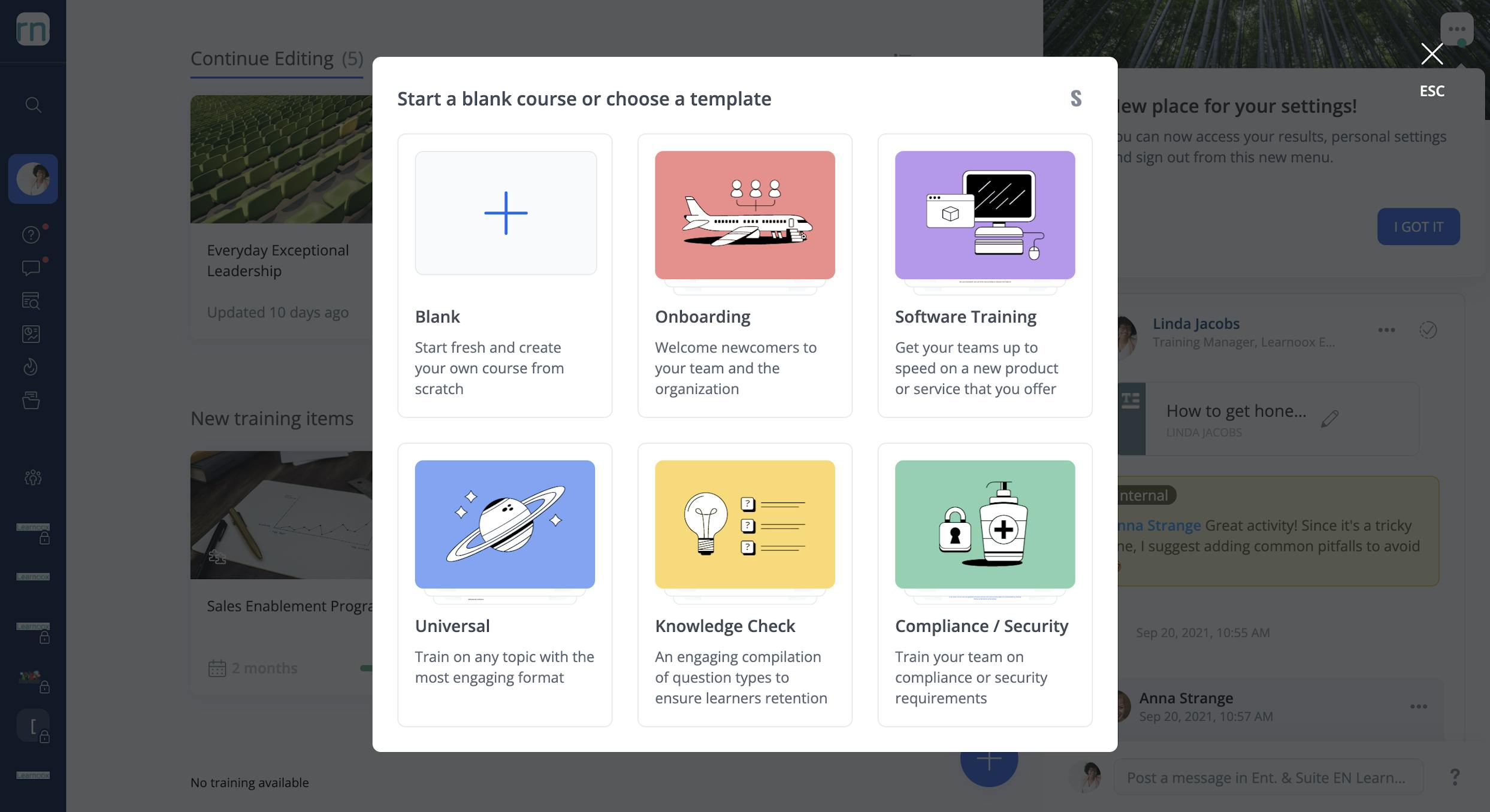 Asynchronous learning done with authoring tool templates