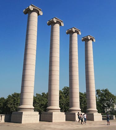 Photo of four columns representing four pillars for culture change interventions