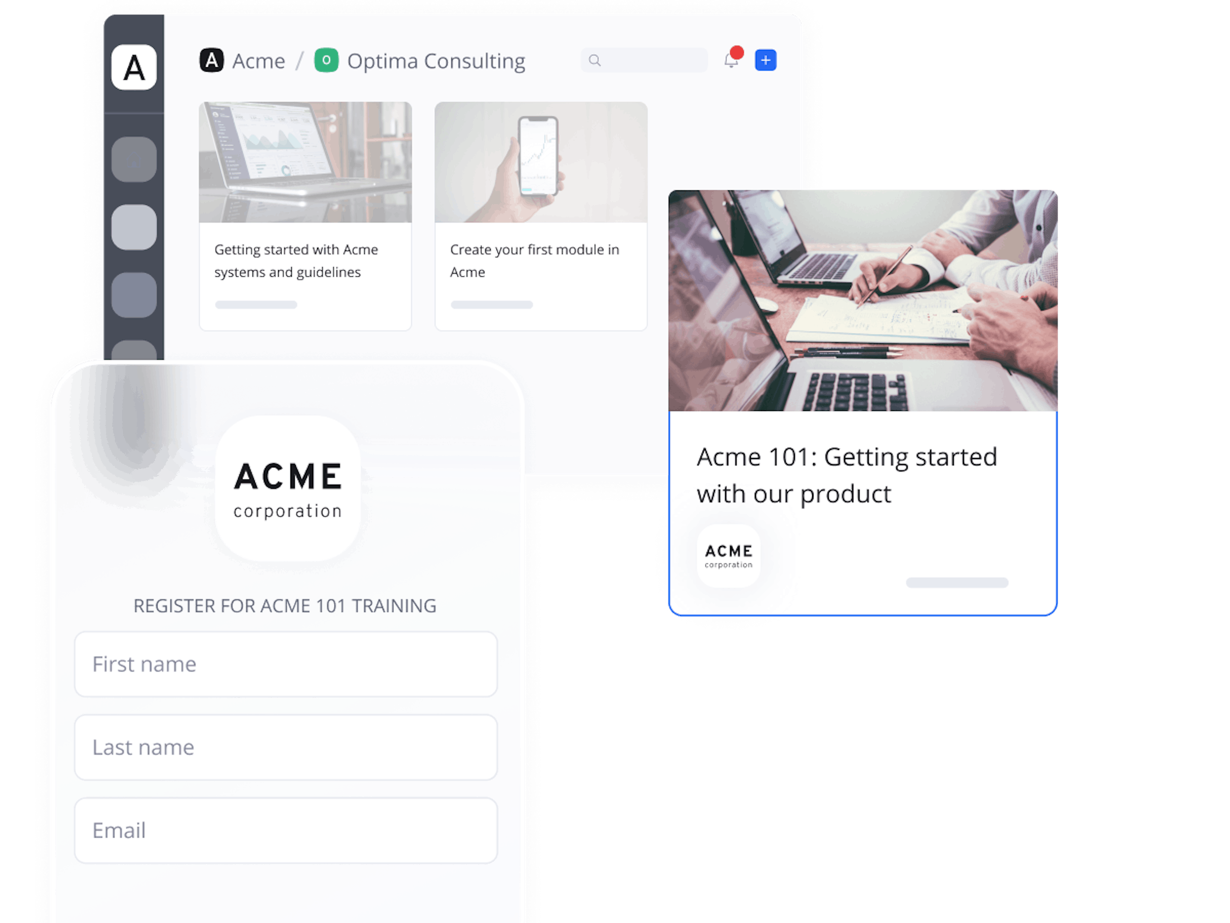 External learner is able to register for training with a link and gains access to a private group